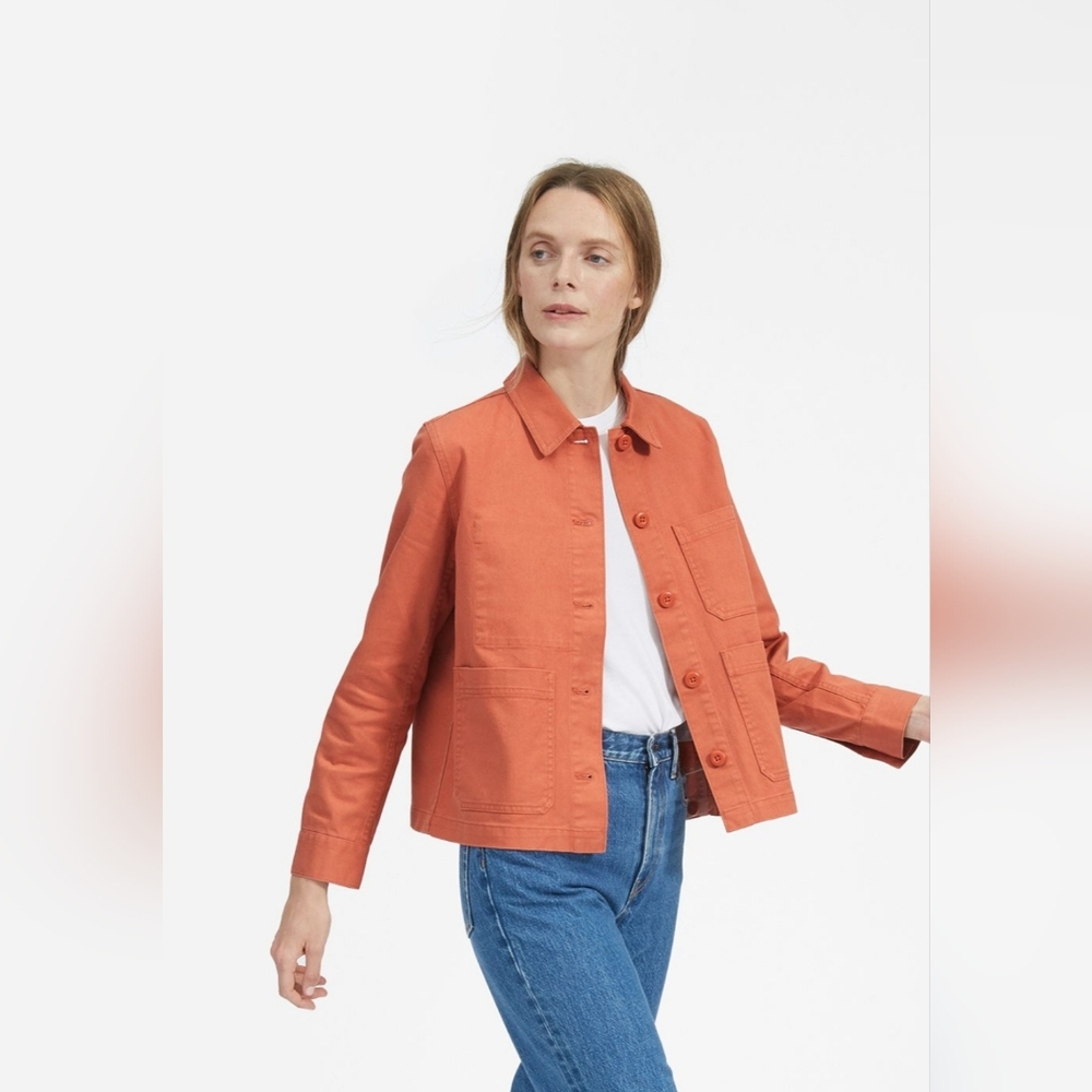 Everlane Jacket Coat Womens Jean Orange Denim Cotton Button S